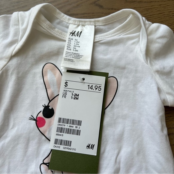 New H&M 0-2M Baby Outfit with Bunny Design - Picture 4 of 5
